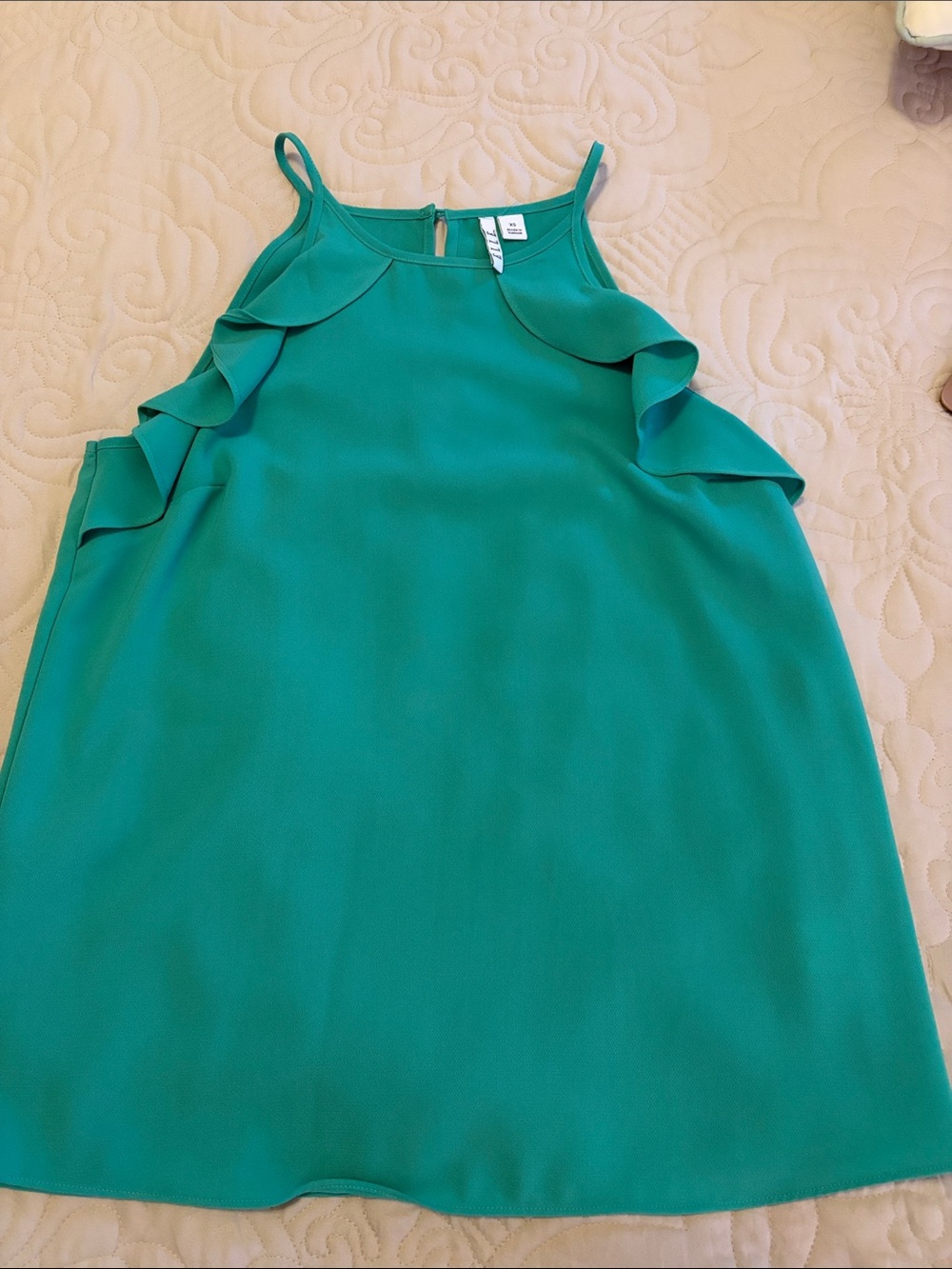 Elle Emerald Green Ruffle-Accent Tank Dress